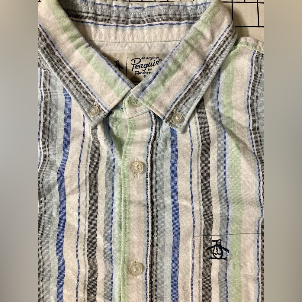 Original Penguin Men’s Size Large Striped Button Down Shirt - Picture 3 of 6